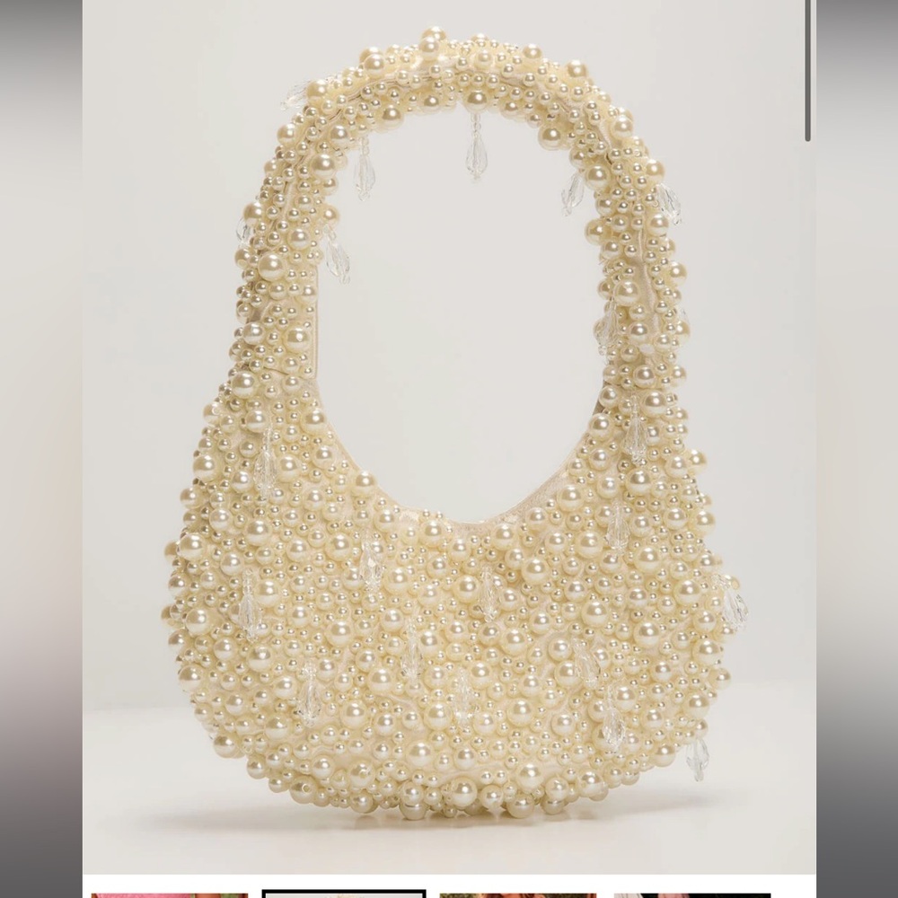 VICI Collection Elegant Cream Pearl-Embellished Wedding/Bridal Bag
